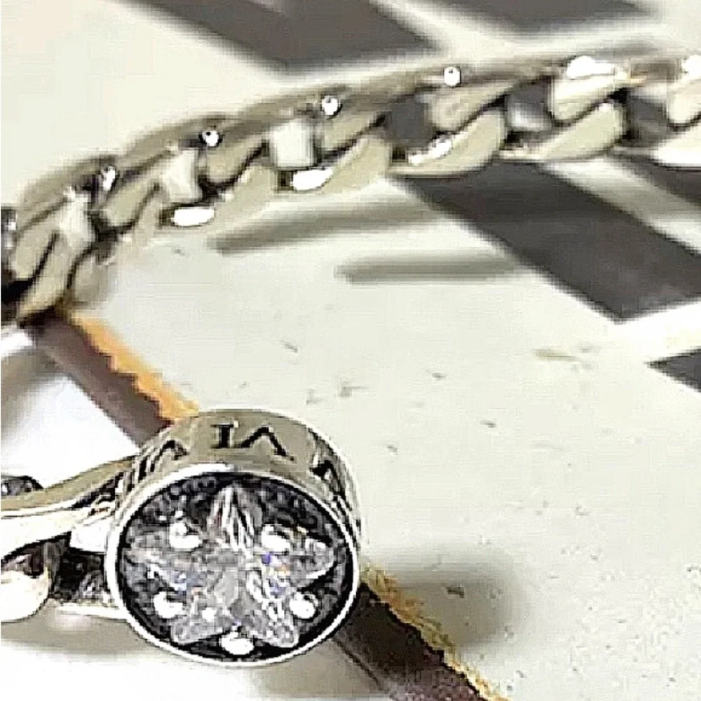 Sterling Silver Star Zircon Cuff Bangle Bracelet